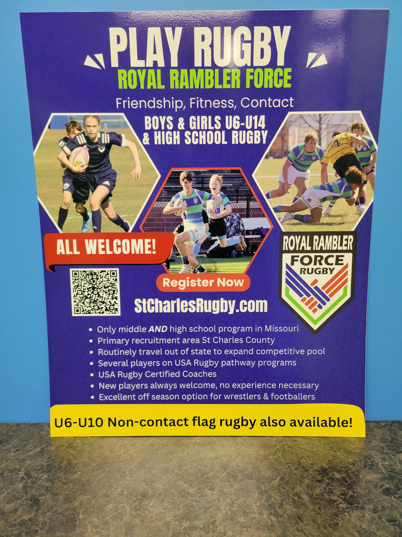 Custom promotional rugby sign