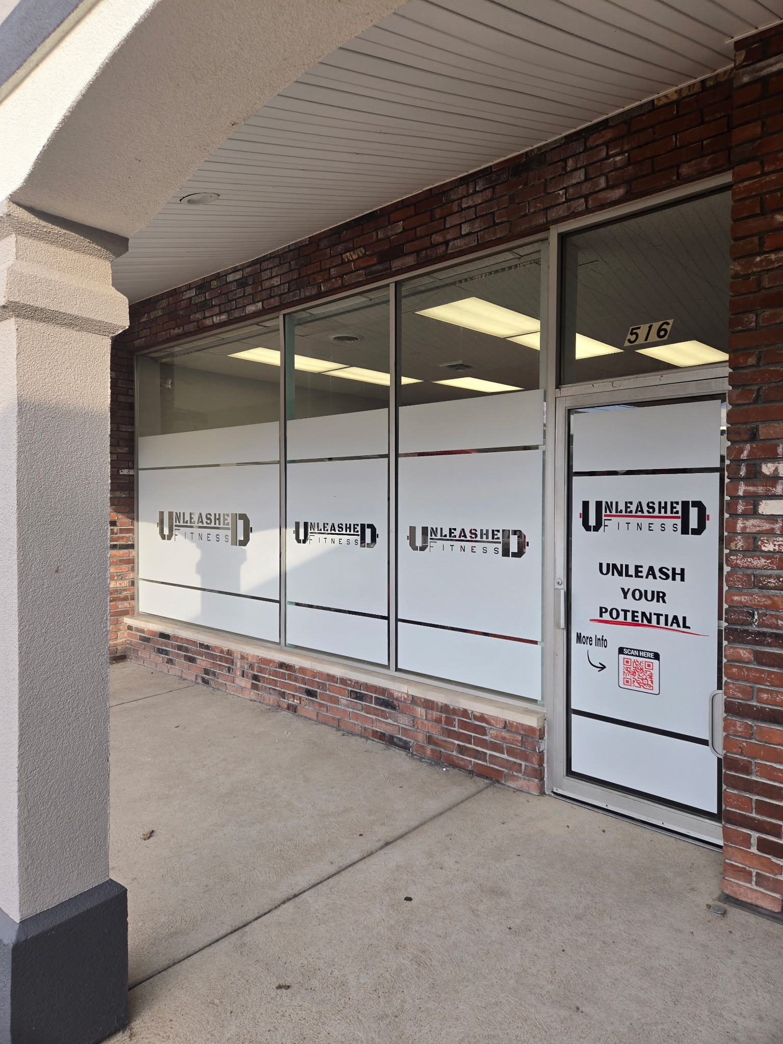 Commercial building sign with company branding