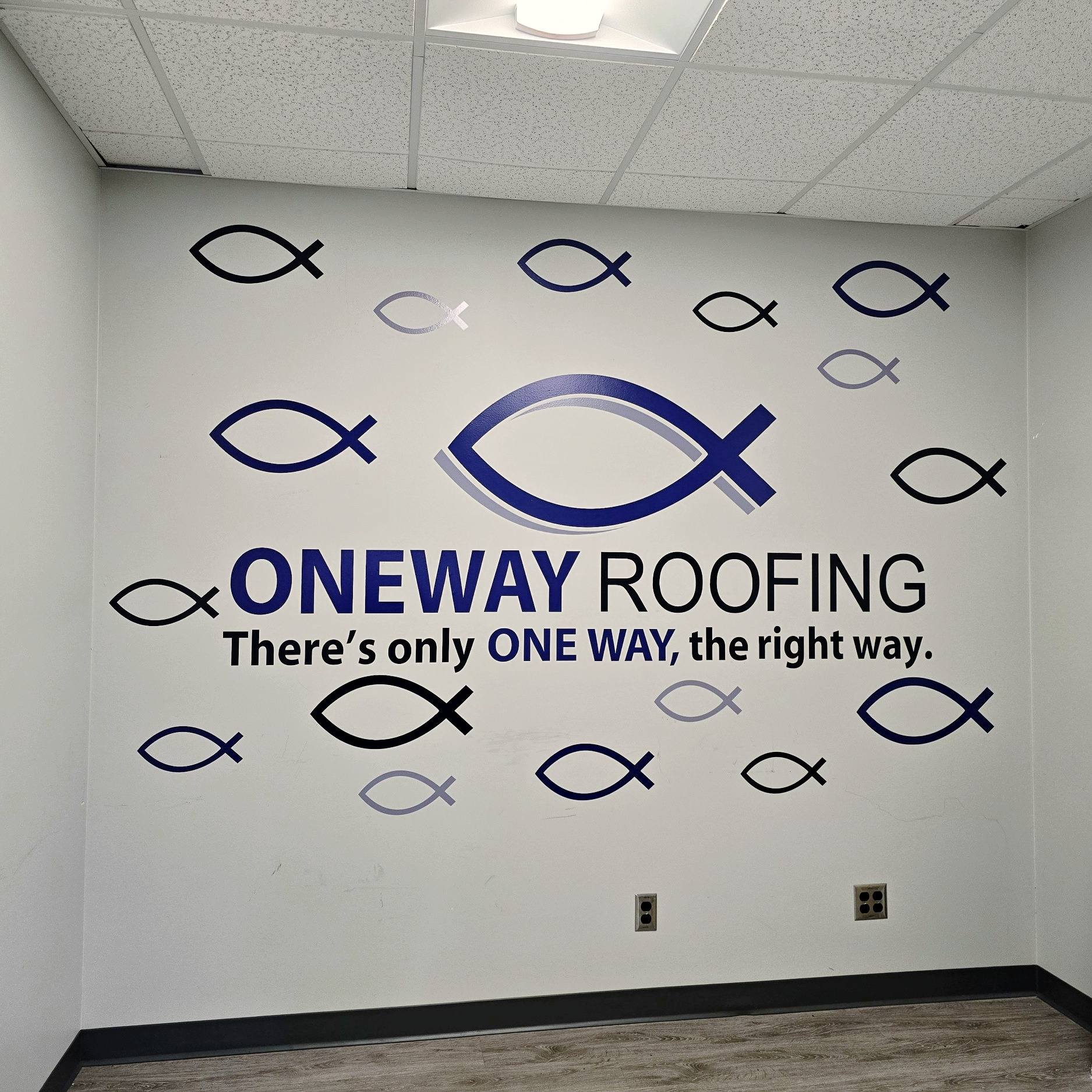 Oneway Roofing business sign