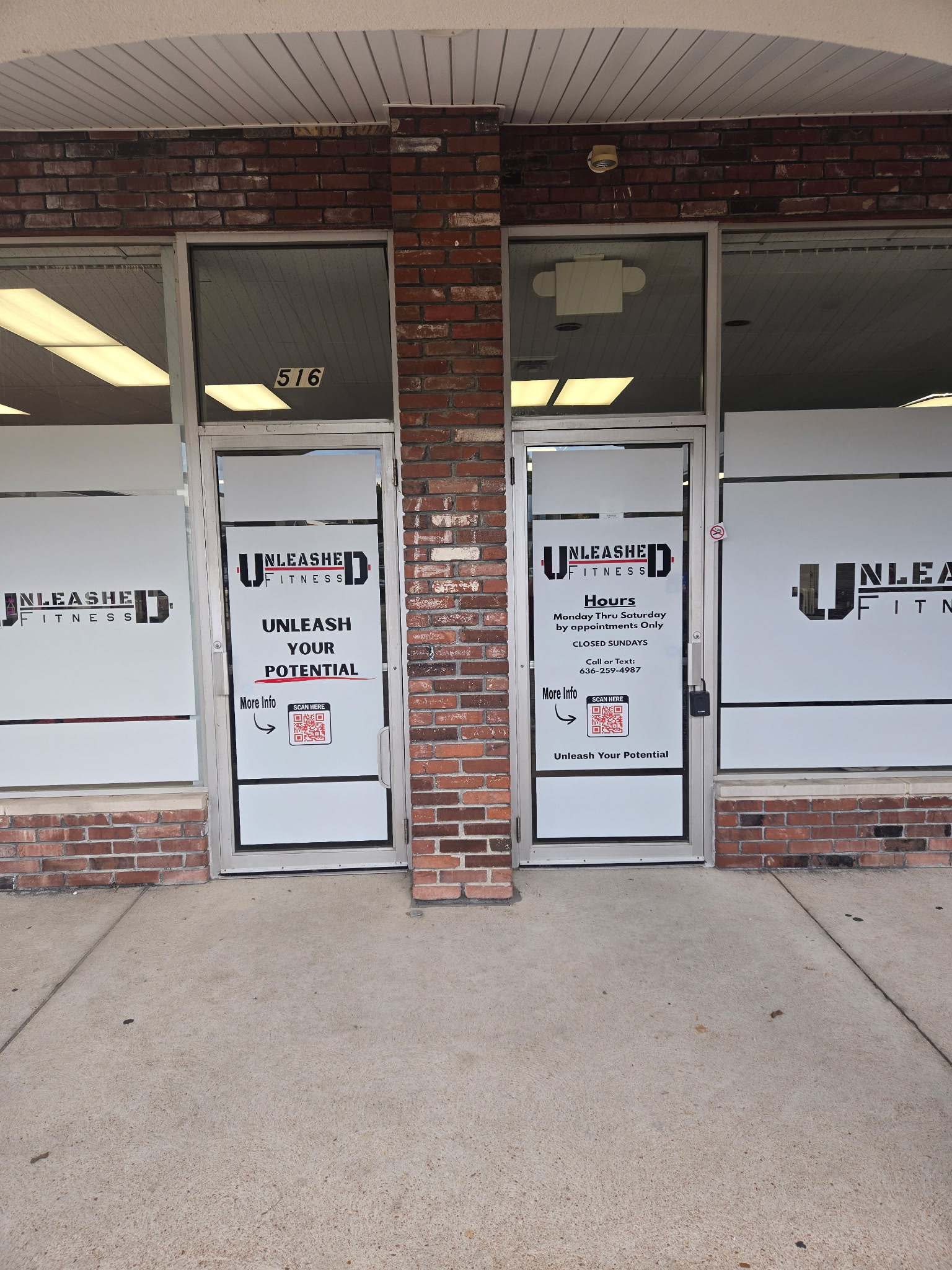 Retail storefront signage with logo