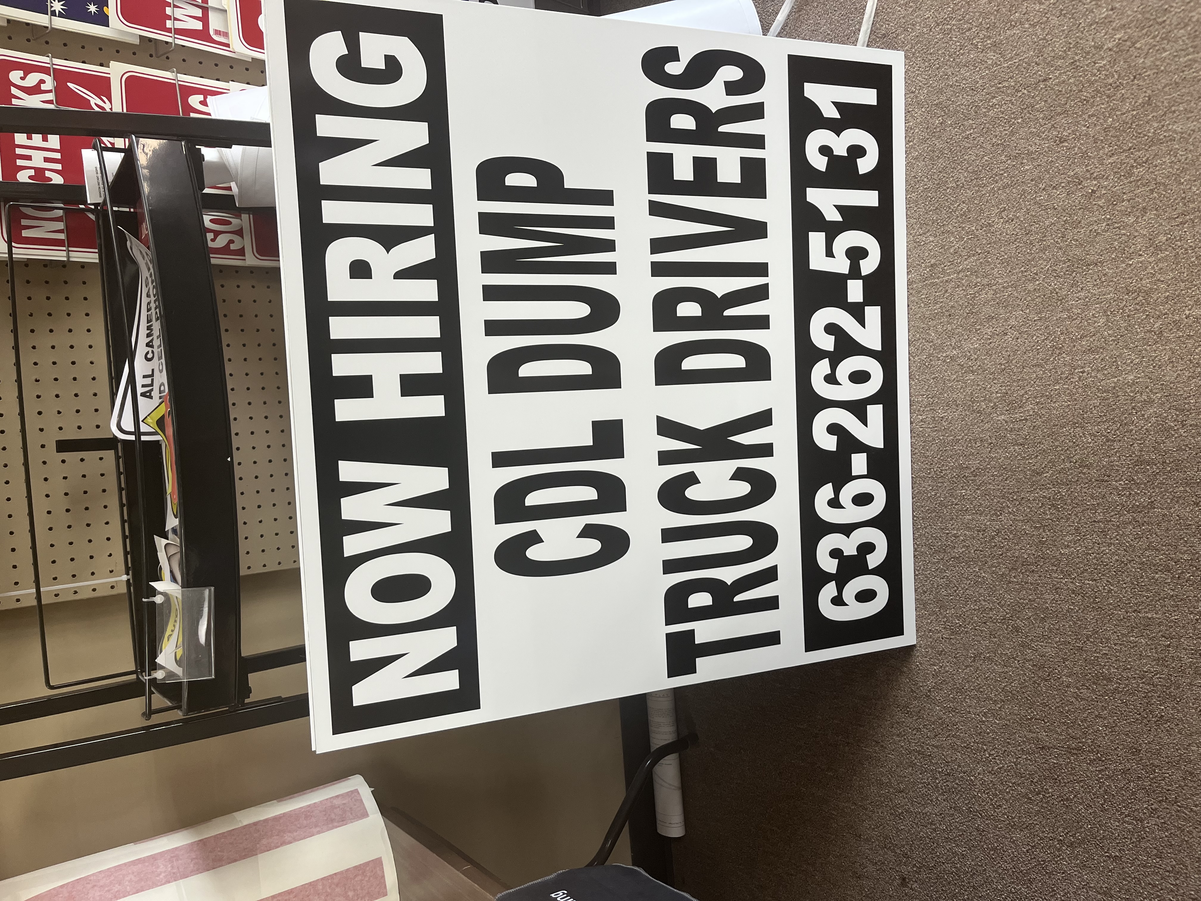 Truck driver hiring sign