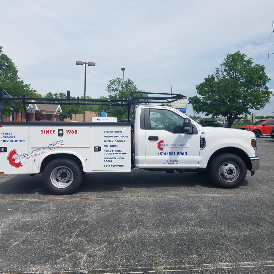 Edelen Contractors truck with professional vehicle graphics
