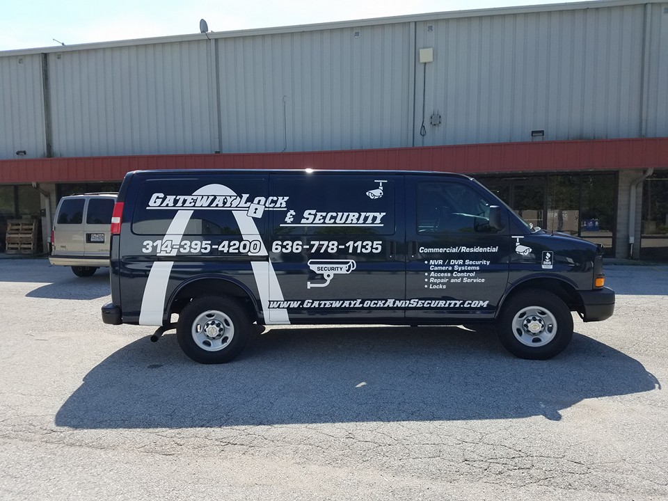 Commercial van with branded graphics
