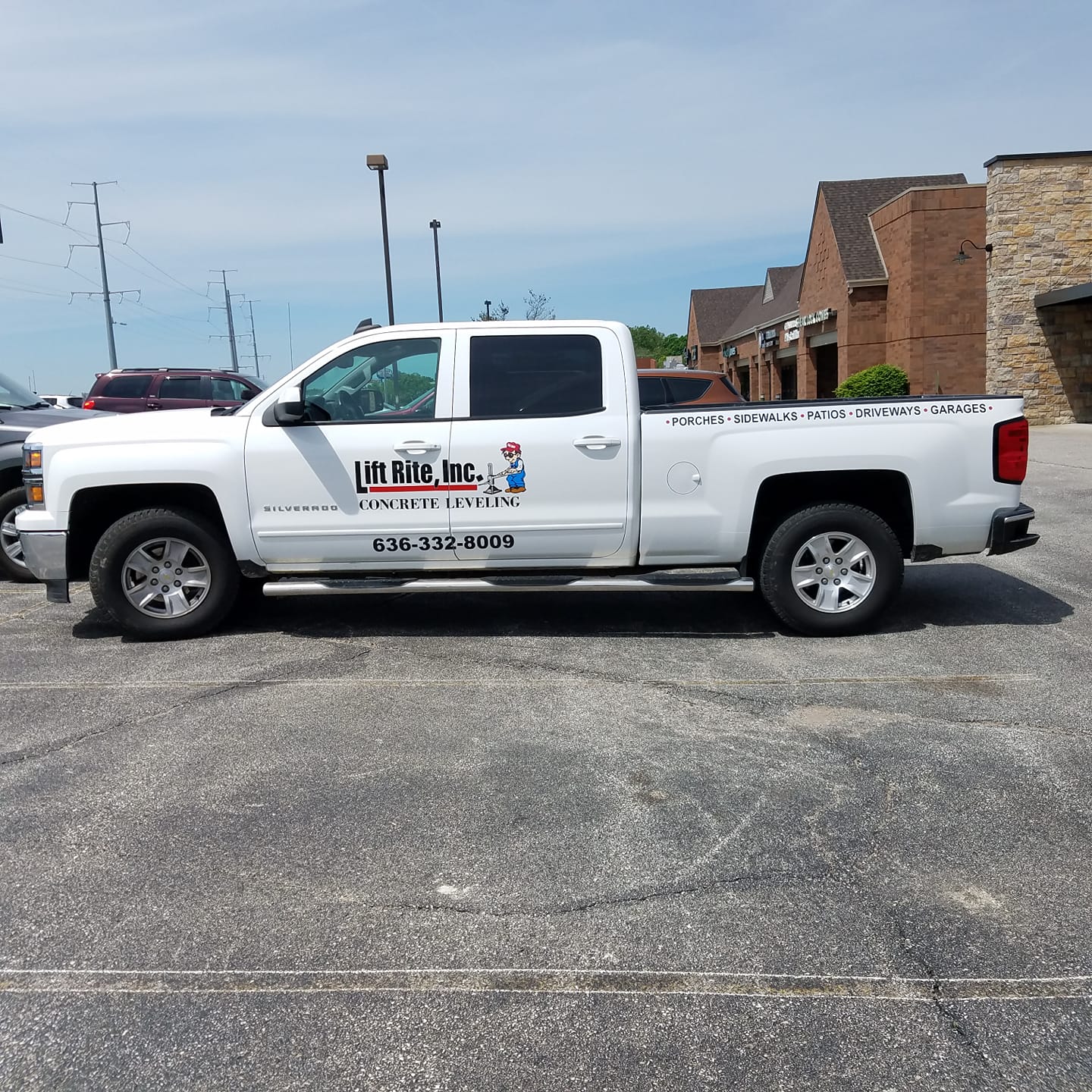 Lift Rite service truck with company graphics