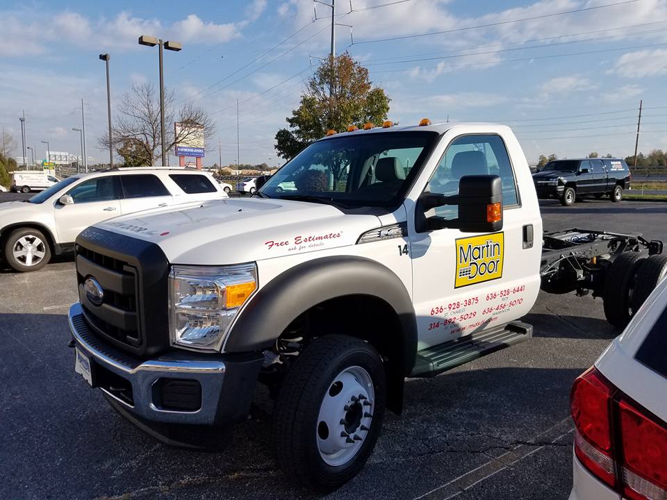 Martin Door service truck with branded graphics